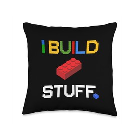 Build Stuff Master Builder Building Blocks Construction Toy Throw Pillow