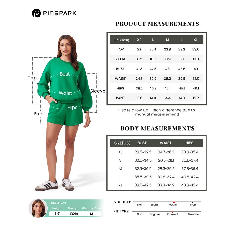 PINSPARK Women 2 Piece Outfits Sweat Shorts Sets 2024 Fall