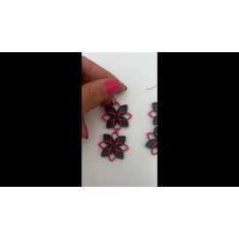 Unbranded Two Tone Floral Dangle Earrings -  3D Printed - Geometric - Color Blocking