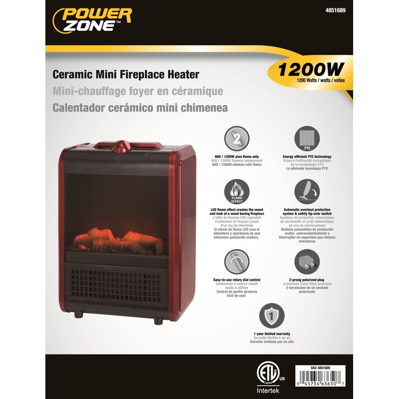 Homebasix Heater Ceramic PTC 10 Amp 120V TNP-2008I-E3