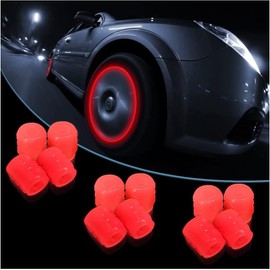 CGEAMDY Tire Valve Stem Caps for Car, 12PCS Noctilucous Air Cover, Illuminated Auto Wheel Cap, Car Accessories Universal Truck, SUV, Motorcycles, Bike (Red)