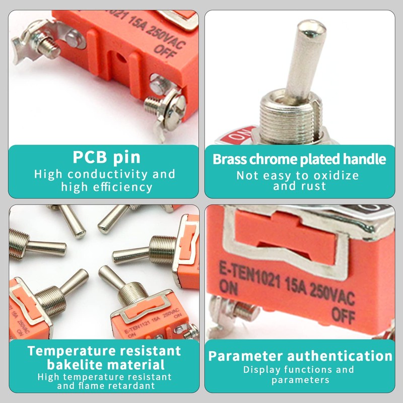 DaFuRui Waterproof Toggle Switch，10Pack 2 Position 2 Pin ON-Off Metal