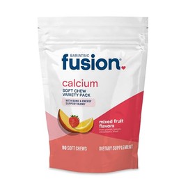 Bariatric Fusion Suplemento de Calcio Bariátrico Masticable | Citrato de Calcio 500mg con Vitamina D3 | Sin Azúcar | Paquete Variado | 90 Unidades