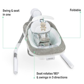 Ingenuity Ingenuity Anyway Sway 5-Speed Multi-Direction Portable Foldable Baby Swing & Infant Seat with Vibrations, Nature Sounds, 0-9 Months 6-20 lbs (Spruce)