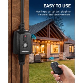 DEWENWILS Outdoor Remote Control Outlet,1 Remote 1 Outlet with SJTW Power Cord