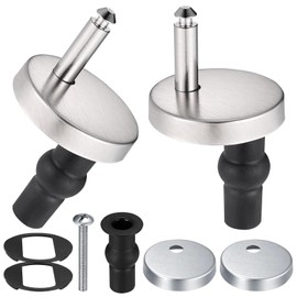 BOBOPACK Set of 2 Toilet Seat Hinge Attachments, Stainless Steel Seat Hinges, Toilet Lid with Soft-Close Mechanism, Toilet Lid Screw Connection, with Replacement Rubber Screw and Nut for Toilet Blind
