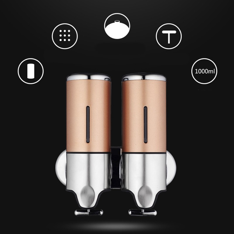 Wall Mount Soap Shower Dispenser Dual Pump 2 Separate Compartments