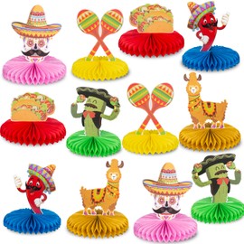 Muswarm 12Pcs Cinco de Mayo Party Decorations Set, Mexico Fiesta Colorful Honeycomb Table Centerpiece Supplies Decor Accessories for Mexican Theme Birthday