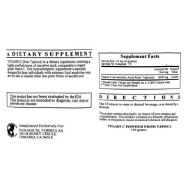 Ecological Formulas Vitamin C Crystals (from Tapioca) 150 Grams - 2 Pack - Ecological Formulas/Cardiovascular Research