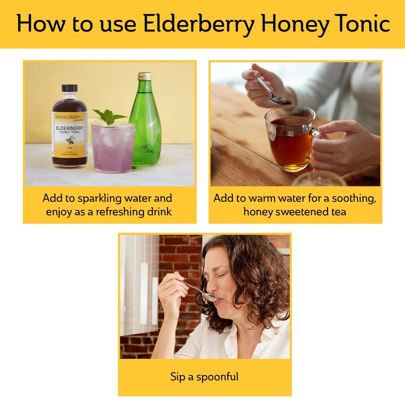 Mickelberry Gardens Elderberry Honey Tonic, Sambucus Syrup, Black Elderberry -