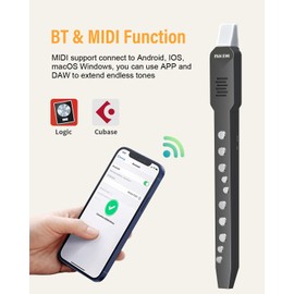 KONIX Digital Wind Instrument, DC02 Pro Electronic Wind Instrument Set with Removable Nozzle and Rechargeable Battery, Built-in 10 Musical Instrument Tones, Black