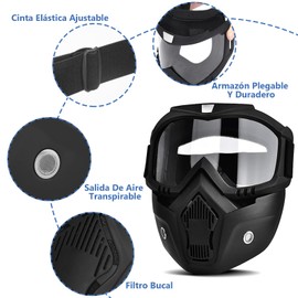 42AROZINA Máscara Táctica de 2 Piezas, Máscara de Paintball Antivaho, Ajustable y Desmontable con Lente Protectora, Máscara de Esquí