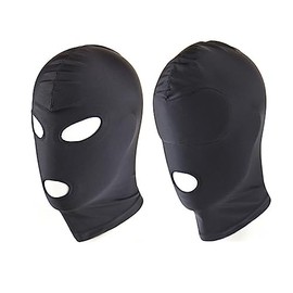 MMCCHB 2 x Full Cover Hood Mask Elastic Black Breathable Open Eyes Open Mouth Mask Cosplay Costume Hood Unisex Headwear, Ferrous