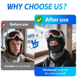 TUIORAN Balaclava Winter Balaclava, Windproof Warm Face Cover, Thermal Ski Mask for Outdoor Activities, Cycling, Snowboarding, Skiing, Motorcycling, Men/Women, Black, Black - 1 piece