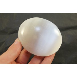 3.7 oz. SELENITE Specimen 2-5/8" Palm Stone From Morocco Hand Polished Selenite, Healing Crystal, Metaphysical Healing, Chakra, Worry Stone