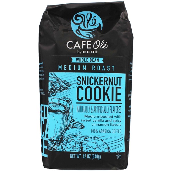 HEB Cafe Ole Whole Bean Coffee--Snickernut Cookie
