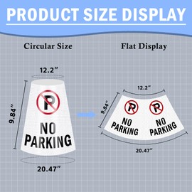 4 Pack “No Parking” Message Collars Cone Sleeve, Bright Reflective 360° High Visible Cone Topper, Parking Signs for Traffic Safety with Handicapped Symbol, Suit for Outdoor Road Driveway