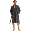 Morgenstern Men's Waffle Pique Bathrobe, Grey - xl