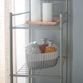 Simplify 2 Tone Sailor Knot Plastic Storage Tote | Decorative Basket | Closet Organization | De-clutter | Accessories | Toys | Bathroom Organization | Small | Grey/Grey