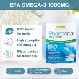 Pharmepa RESTORE Pure EPA Omega-3 Fish Oil, 1000mg EPA per serving, mood & heart, 60 softgels