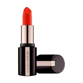 Laura Mercier Caviar Smoothing Matte Lipstick, 16HR Hydration, Long Lasting, High Impact Color, Smudge- & Transfer-Proof, Hyaluronic Acid and Vitamin E Infused, 500 Flame Challis - Bright red orange