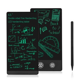 Mini LCD Writing Tablet, 6.5in Double Display Erasable Reusable Electronic Drawing Pads, Electronic scratchpad for Kids and Adults（Black