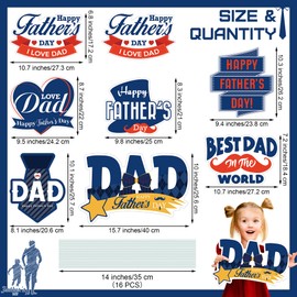 Aodaer 8 Packs Fathers Day Yard Signs with Stakes Waterproof Happy Father's Day Outdoor Decorations I Love Dad Yard Signs Father's Day Lawn Decorations for Dad Party Supplies