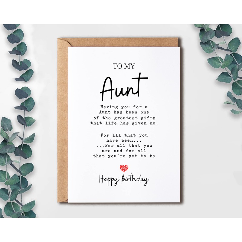 EruditeGifts Birthday Card for Aunt - 5 x 7 Inches