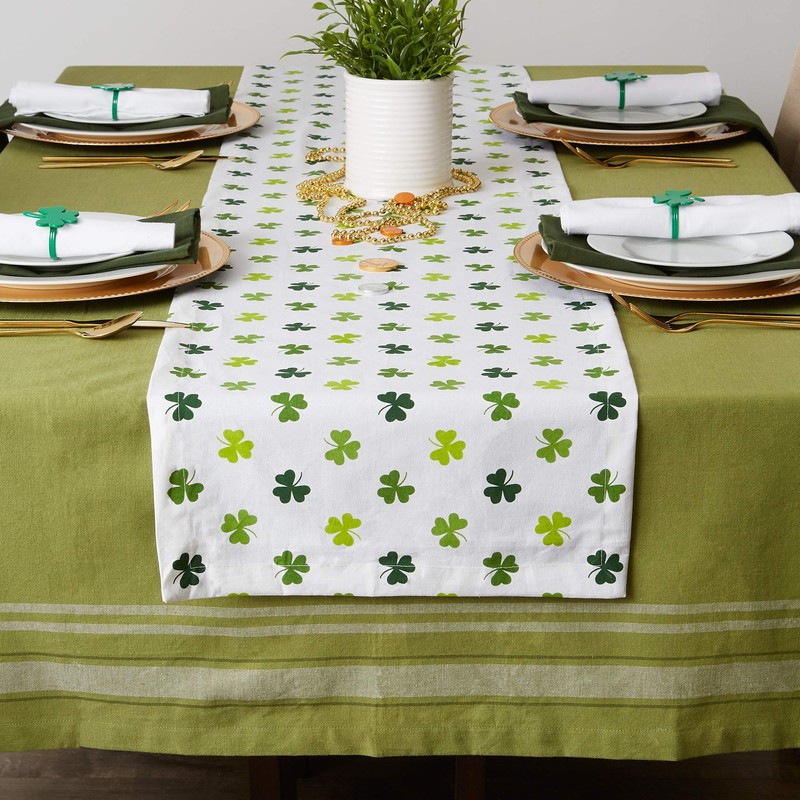 DII St. Patrick's Day Collection Tabletop, Table Runner, 14x72, Shamrock