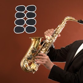 Yibuy 0.8mm Black Type 1 Oval Shape Mouthpiece Patches Pads Cushions for Saxophone Clarinet Alto Saxophone 8 Pieces