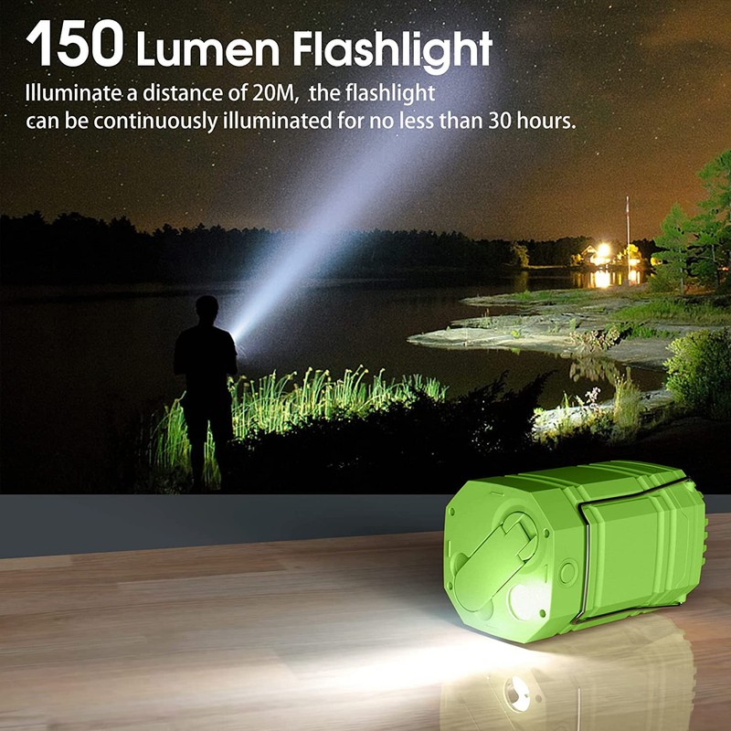 Solar Camping Lantern, Ultra Bright Collapsible Hand Crank LED Flashlight,