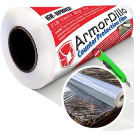 ArmorDillo Countertop Protection Film w Free Knife. Clear Self Adhesive Surface Protection for Laminate, Granite Marble Quartz Stone Coat Countertops, Floors & Hard Surfaces (17.5" X 100')