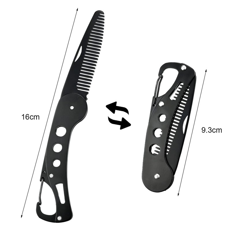 YancLife Beard Comb, Stainless Steel Folding Beard for Men Grooming