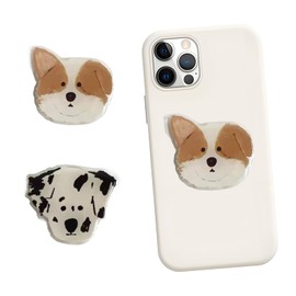 Set of 2 Dog-Shaped Phone Grip Stand, Cute Dog Phone Grip for dog lovers,Collapsible Cellphone Finger Grip Holder,Compatible with Smartphone,Mobiles&Cases (Corgi & Dalmatian)