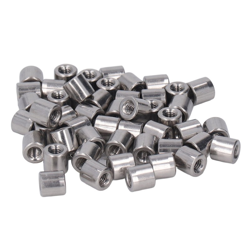 50Pcs Coupling Nut Round M4 Stainless Steel Rod Connector Nut