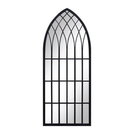 Eastwell Decorative Wall Mirrors Arched Window Mirrors Large Metal Frame Mirrors for Living Room Bedroom Entryway Bathroom Vanity, Farmhouse & Mid-Century Wall Decor（Black, 43.3“×19.7”