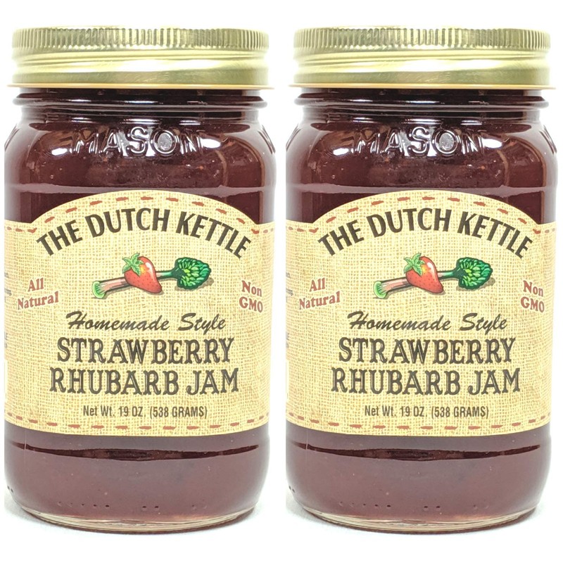 Amish Homemade Style Strawberry Rhubarb Jam 2-19 Ounce Non-GMO All