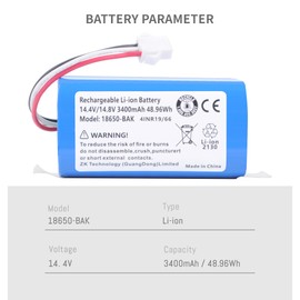 DFTIM 3400mAh Vacuum Compatible Battery for AIRROBO P20 Robot Vacuum Cleaner 3-Prong Cable Connector Series 14.4V with Installation Tools Rechargeable Robot Vacuum Cleaner Battery