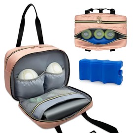 LIVEAGAIN Wearable Breastmilk Bag with Ice Pack Fits for Elvie Hands-Free Pumps and Medela Pump in Style, Portable Pump Carrying Case for for Daycare, Work, and Travel (Bag Only) (Pink)