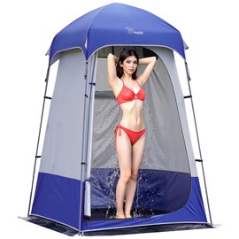 Outdoor Shower Tent Changing Room Privacy Portable Camping Shelters (White Blue)