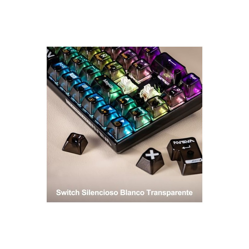 TERPORT Teclado Mecánico Transparente de RGB Retroiluminación, Z11 E158 Teclado