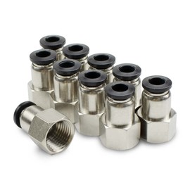 Bwintech Pack of 10 6 mm Hose AD x 1/8 Inch BSP Female Thread Straight Plug Pneumatic Adapter PCF6-01 Quick Release for Air Lines