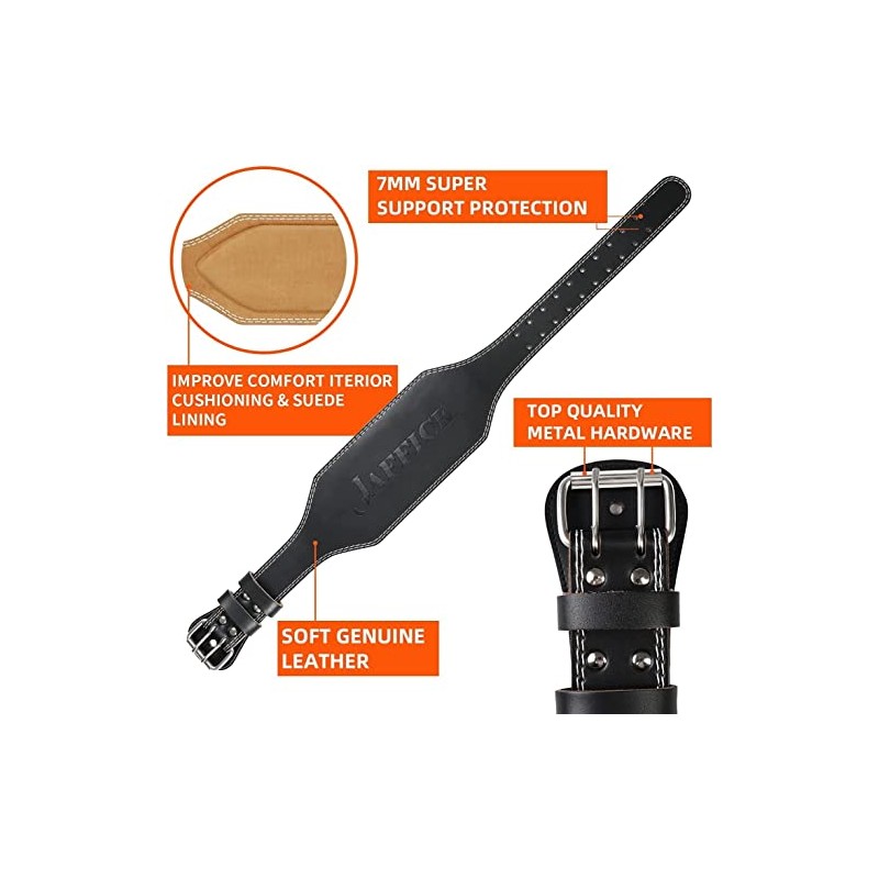 Jaffick Weight lifting Belt for 7MM Leather Pro Power Gym