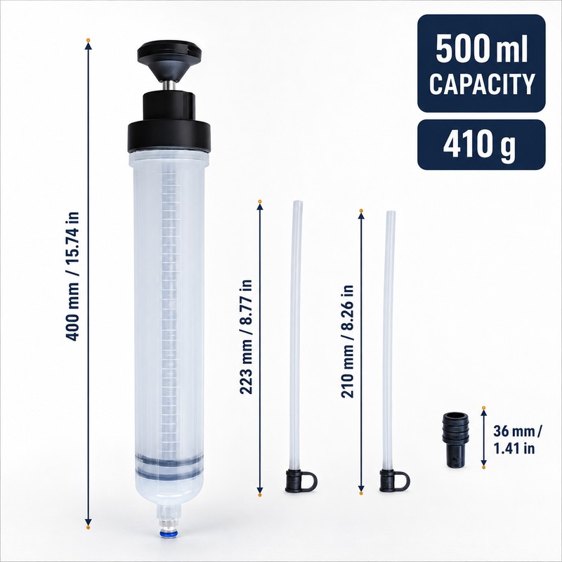 500ml Automotive Fluid Extractor Syringe Hand Pump with Hose