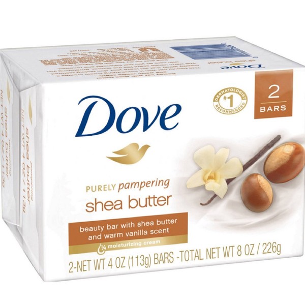 Dove Purely Pampering Shea Butter Beauty Bar, 4 oz, 2 Bar (Pack of 3)