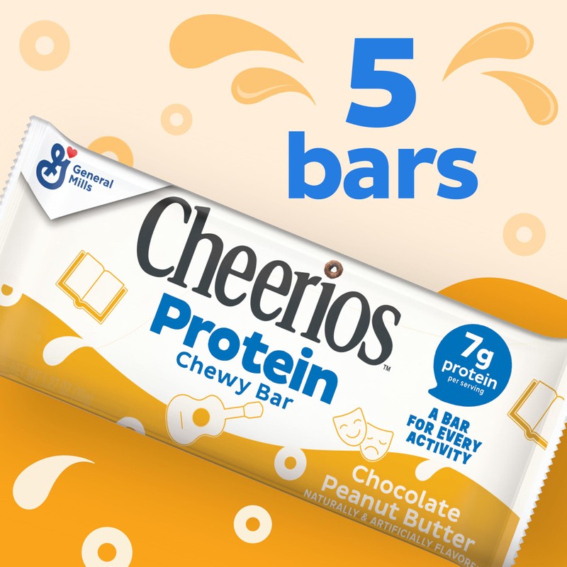 Cheerios Protein Chewy Bars, Snack Bars, Chocolate Peanut Butter, 5