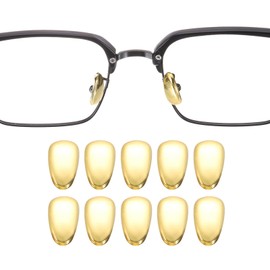 HARFINGTON 5 Pairs Eyeglass Nose Pad 4.5mm Thickness PVC Anti-Slip Glasses Nose Grips Imitation Pure Titanium Glasses Nose Pads for Plastic Frames Glasses Sunglasses, Gold