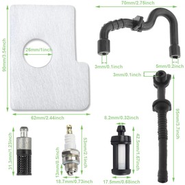 ZAMDOE MS170 MS180 Air Filter for STIHL MS 170 MS 180 017 018 MS170C MS180C Chainsaw Parts Replace 1130 124 0800 Air Filter Tune Up Kit, with Spark Plug Fuel Filter Oil Line Replacement