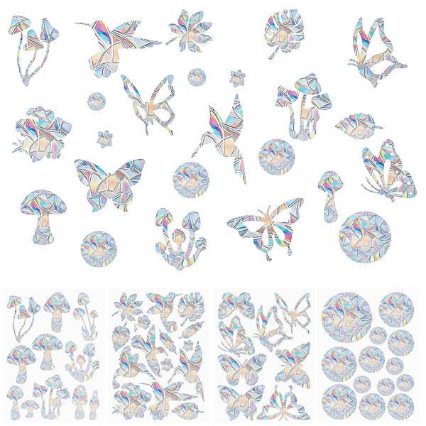 Pack of 47 Window Stickers, Bird Protection, Rainbow Suncatcher Bird
