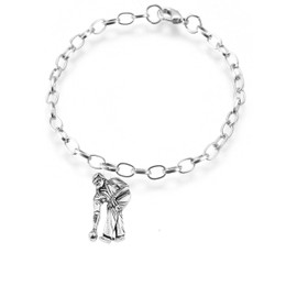 s11 bowler crown green bowls fine lead free English Pewter charm on a belcher link chain anklet bracelet